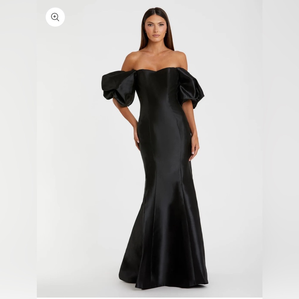 Mac Duggal Black Sweetheart Off The Shoulder Puff Sleeve Gown